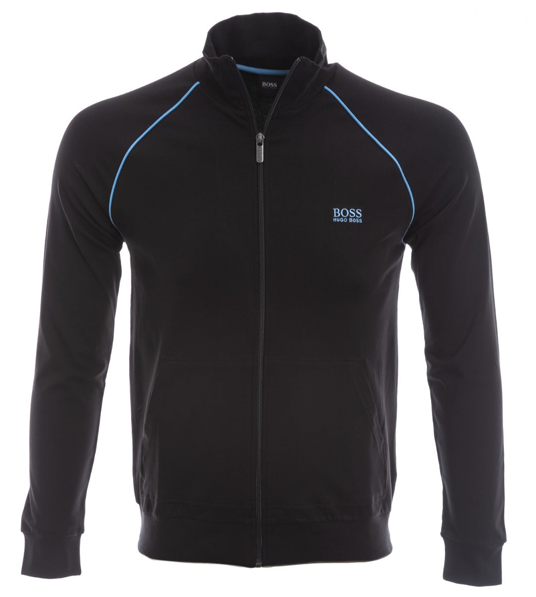 BOSS Mix & Match Jacket Z Sweatshirt in Black & Sky Blue Trim