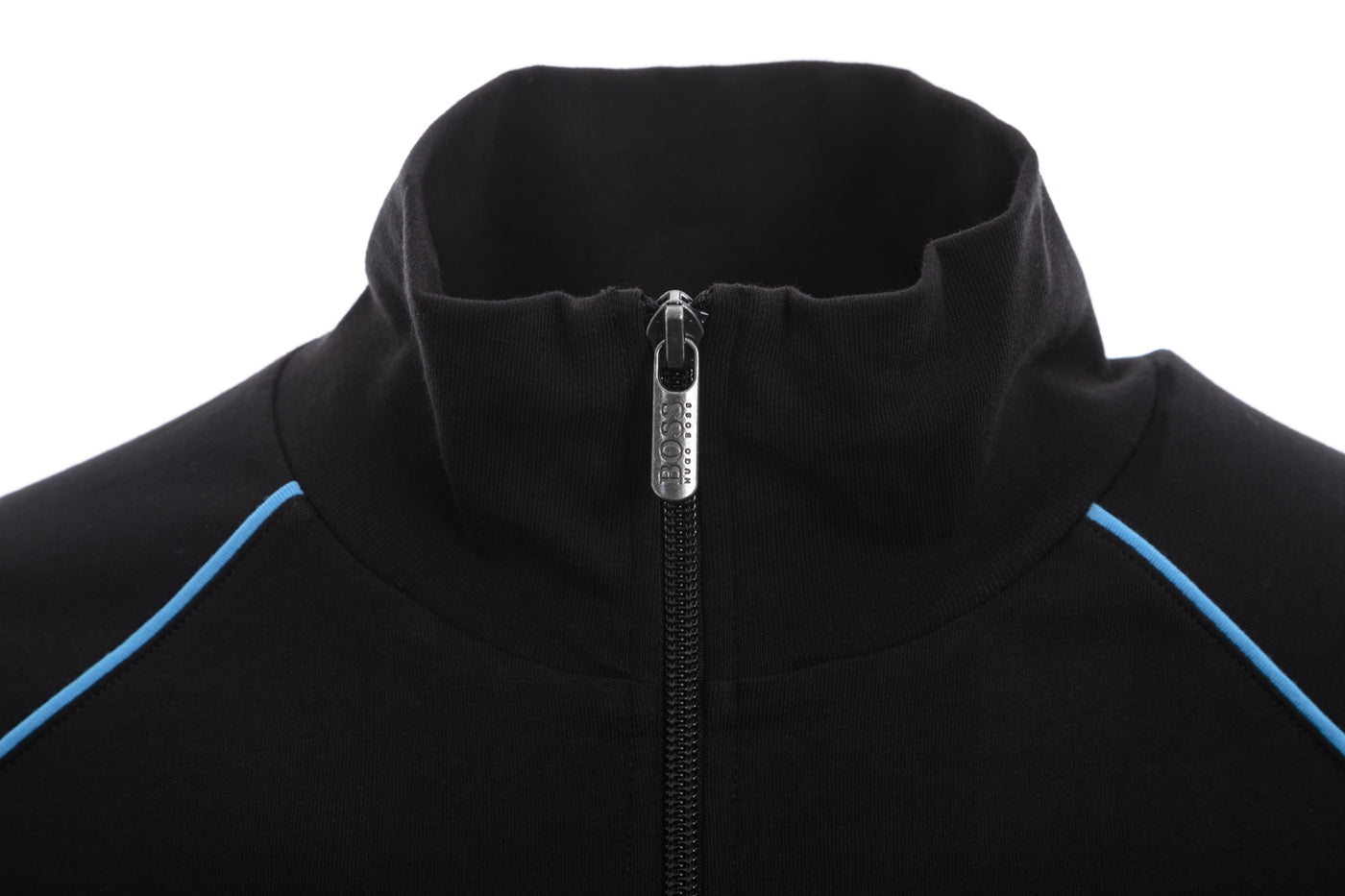 BOSS Mix & Match Jacket Z Sweatshirt in Black & Sky Blue Trim