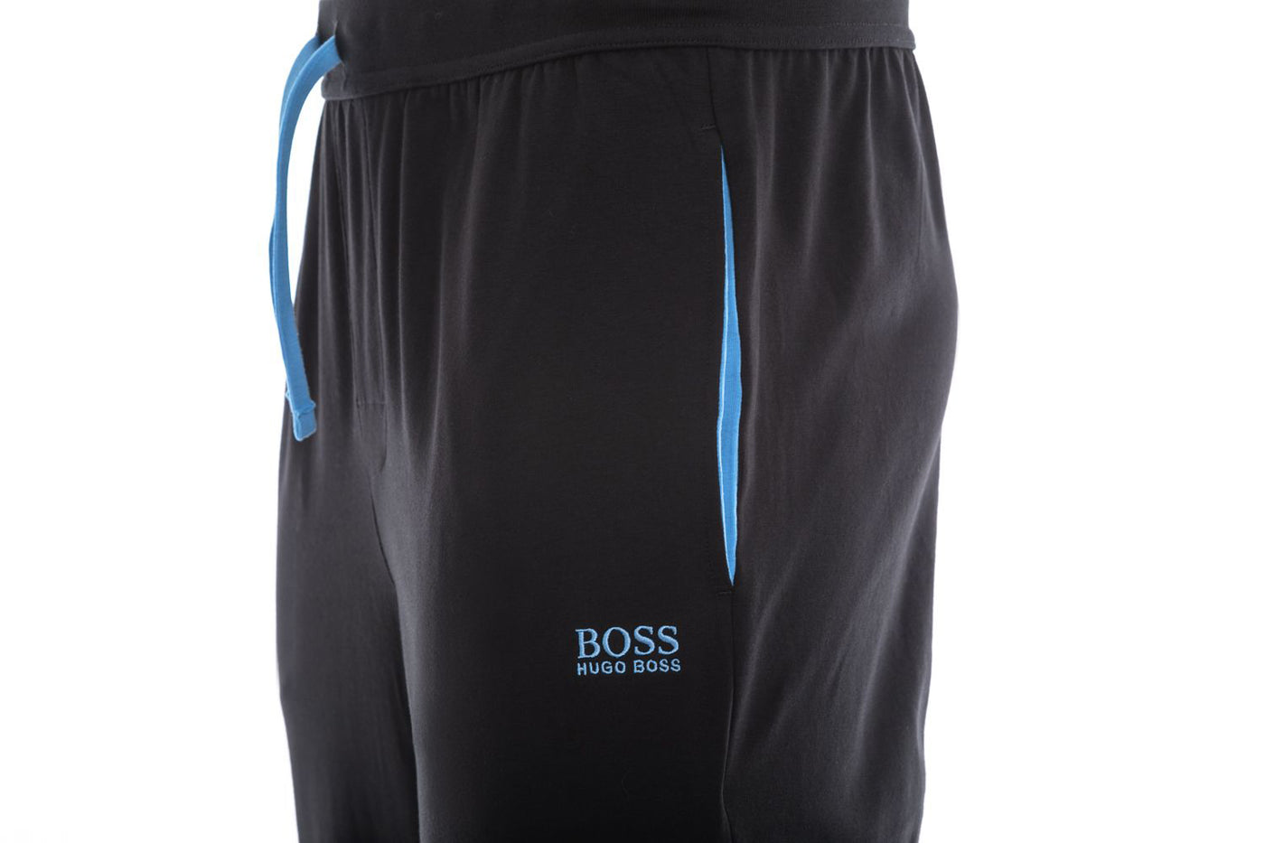 BOSS Mix & Match Sweatpant in Black & Sky Blue Trim