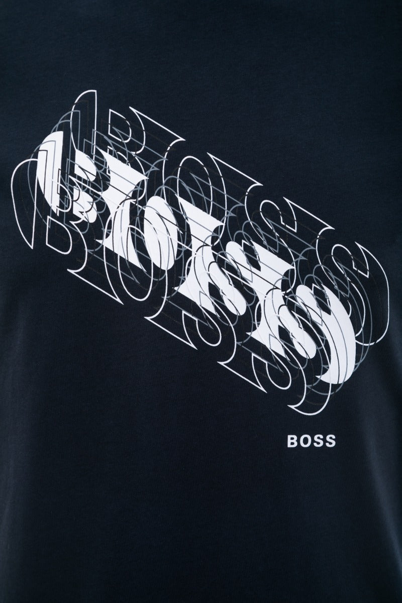 BOSS Tee 3 T Shirt in Navy Logo