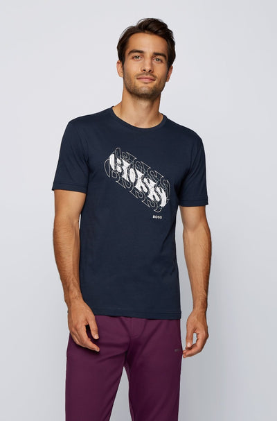 BOSS Tee 3 T Shirt in Navy Model 1 