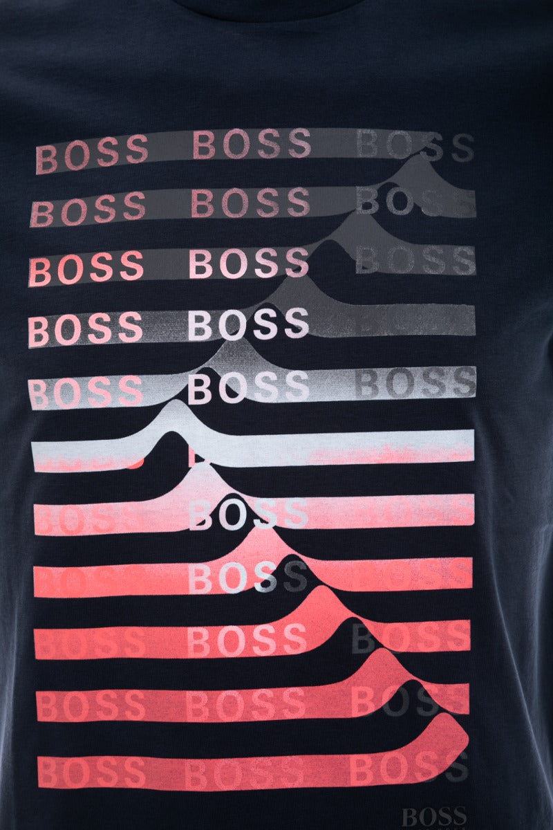 BOSS Teeonic T Shirt in Navy Logo