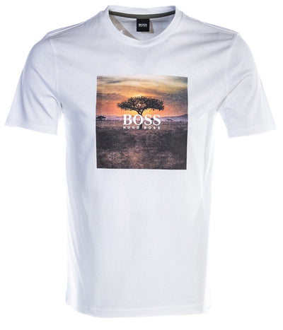 BOSS Troaar 5 T Shirt in White Safari Sunset