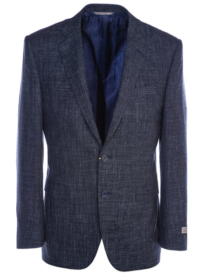 Canali Linen Mix Notch Lapel Suit in Navy Jacket