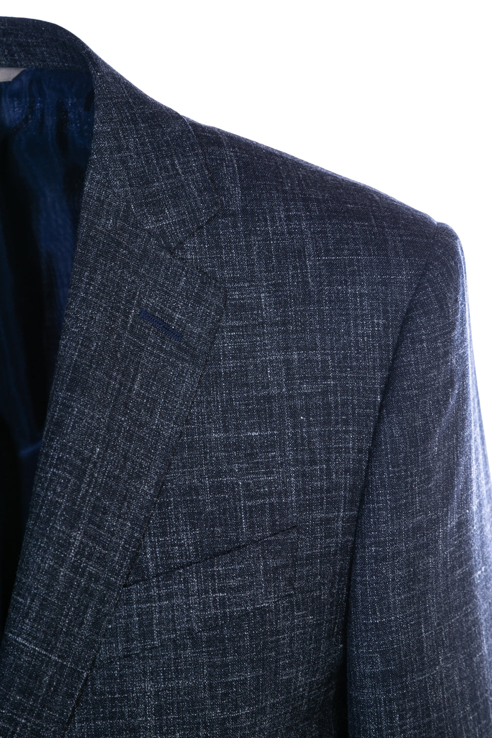 Canali Linen Mix Notch Lapel Suit in Navy Lapel