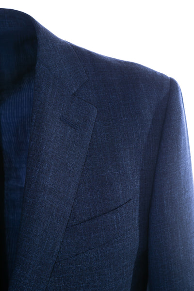 Canali Linen Mix Travel Suit in Midnight Blue Lapel