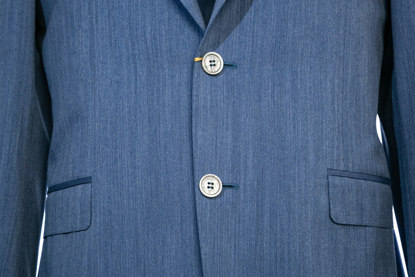Canali Peak Lapel Suit in Sky Blue Buttons