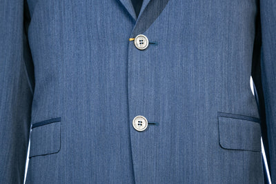 Canali Peak Lapel Suit in Sky Blue Buttons