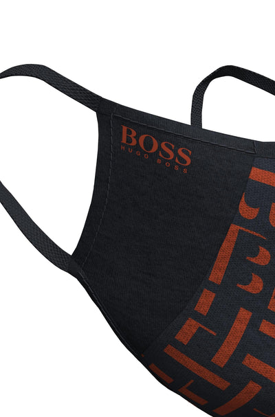 BOSS Face Mask in Charcoal & Orange Logo