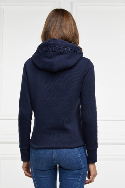Holland Cooper The Essential Shield Hoodie in Ink Navy Model Back