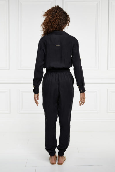 Holland Cooper Utility Jumpsuit in Black Model Back