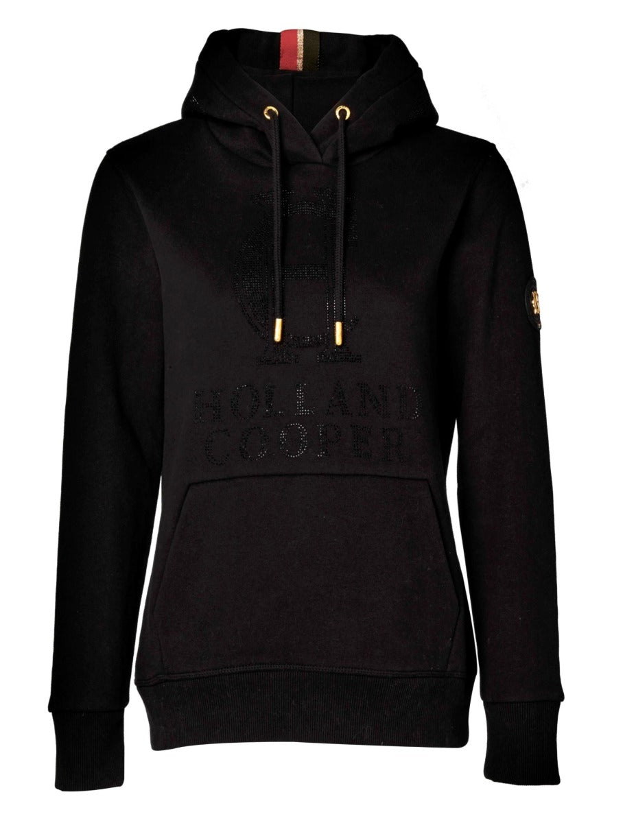 Holland Cooper Essential Ladies Hoodie Sweat Top in Black Sparkle