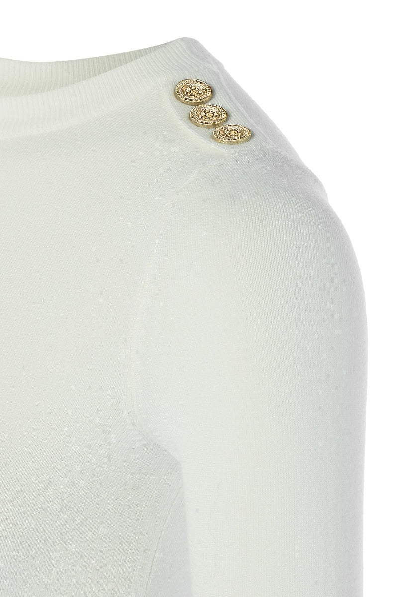 Holland Cooper Buttoned Knit Crew Neck in Cream