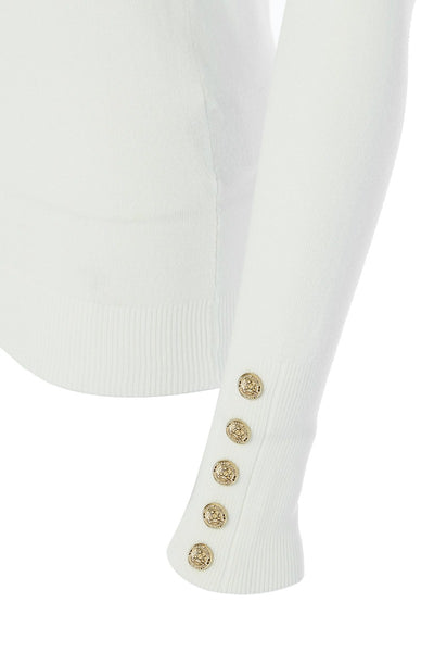 Holland Cooper Buttoned Knit Crew Neck in Cream