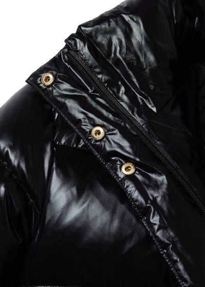 Holland Cooper Camden Longline Puffer Jacket in Black Button