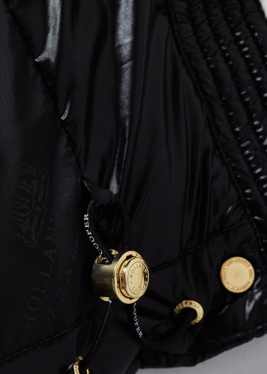 Holland Cooper Camden Longline Puffer Jacket in Black Toggle