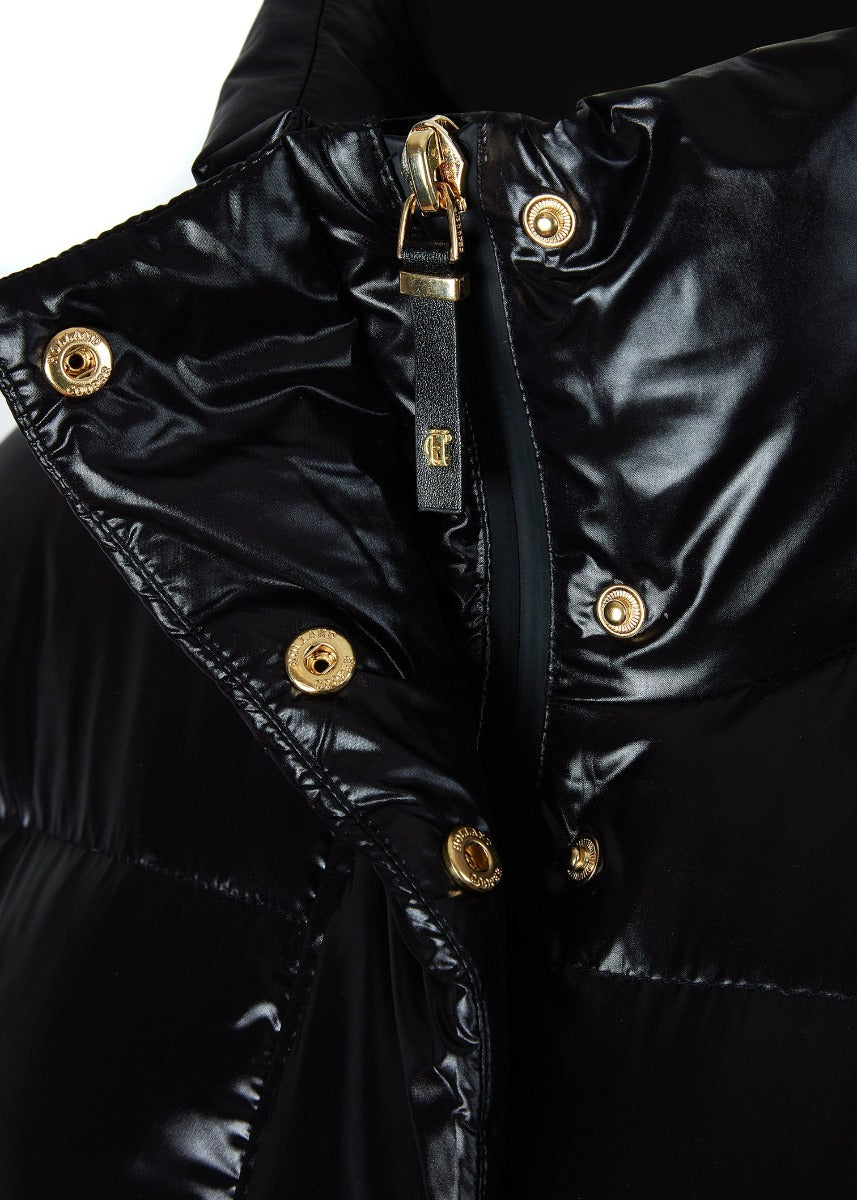 Holland Cooper Camden Longline Puffer Jacket in Black Zip