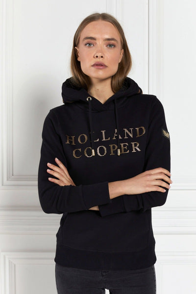 Holland Cooper Essential Hoodie in Black & Gold