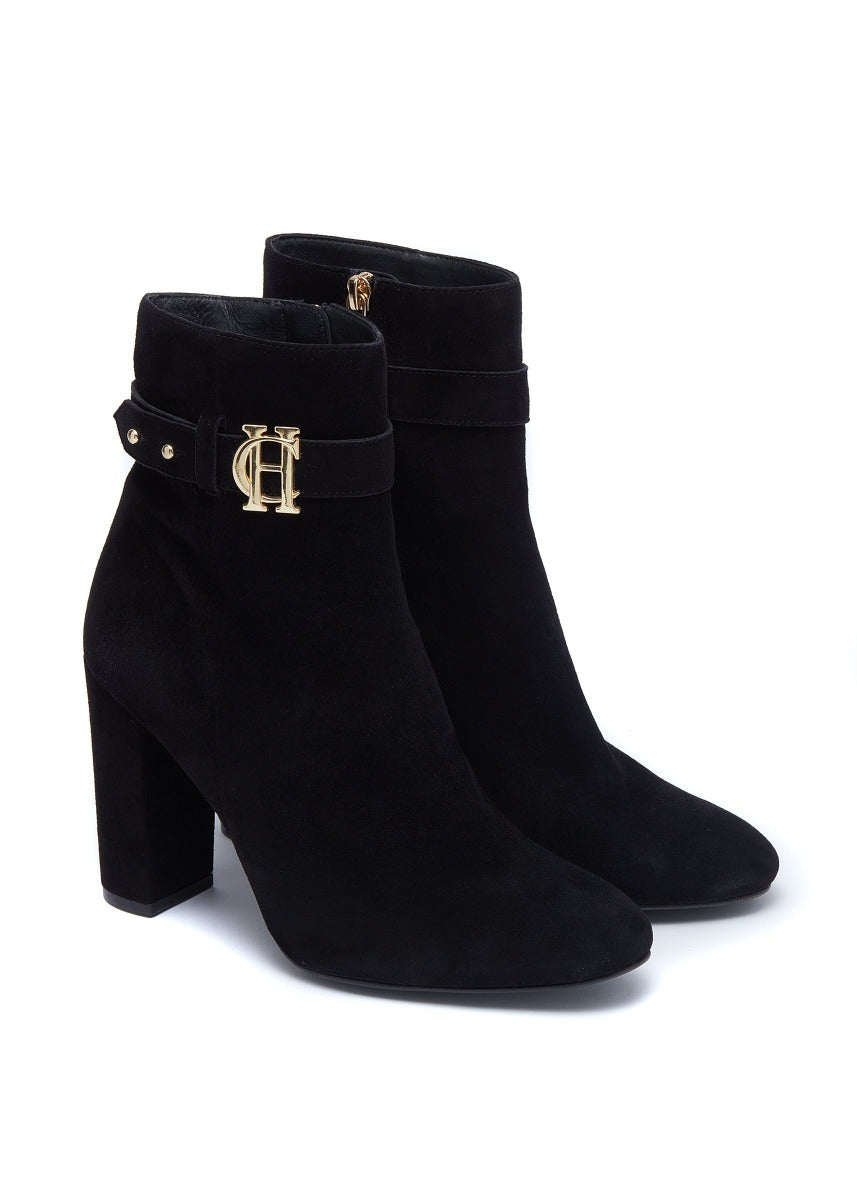 Holland Cooper Mayfair Suede Ankle Boot in Black Pair