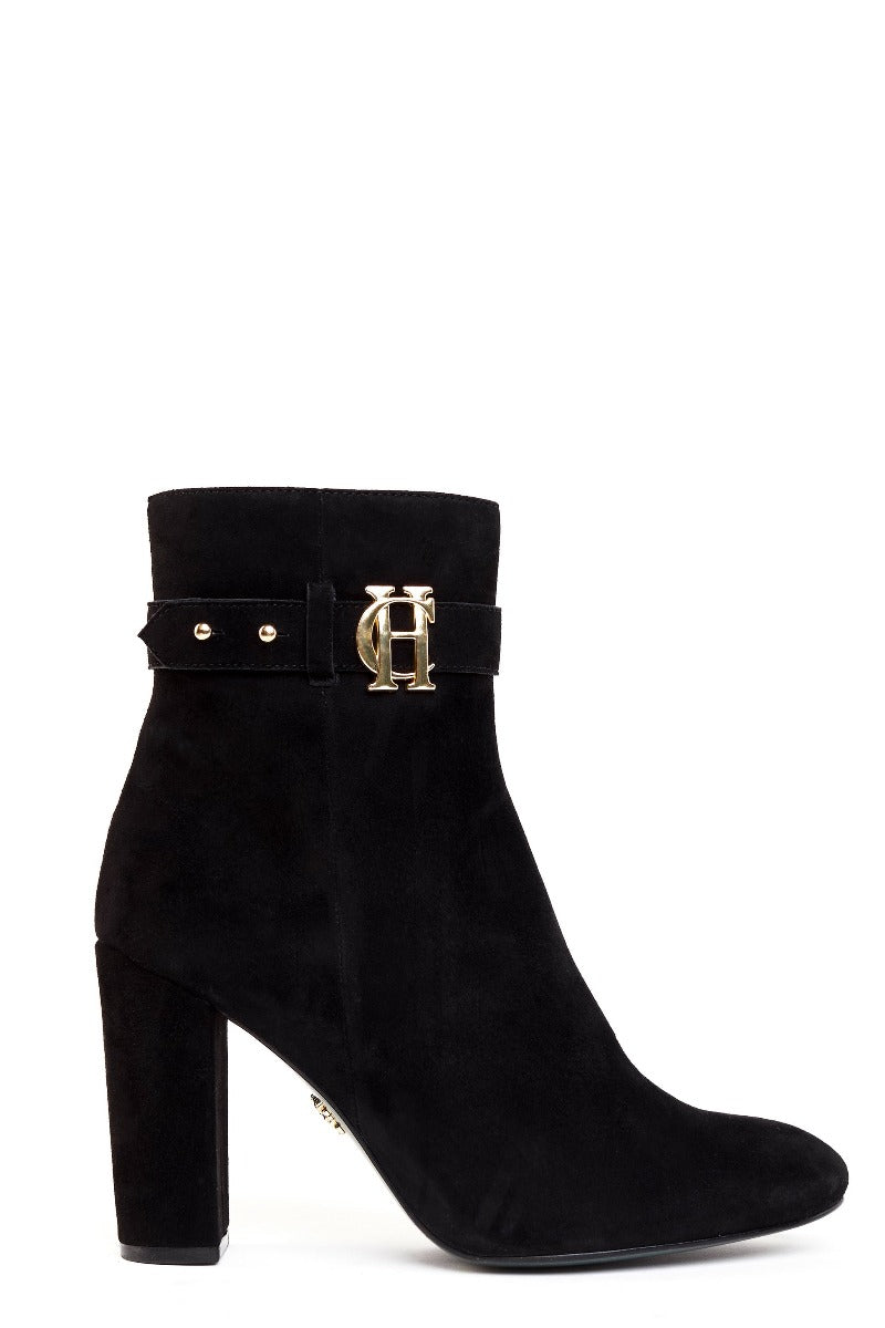 Holland Cooper Mayfair Suede Ankle Boot in Black Side
