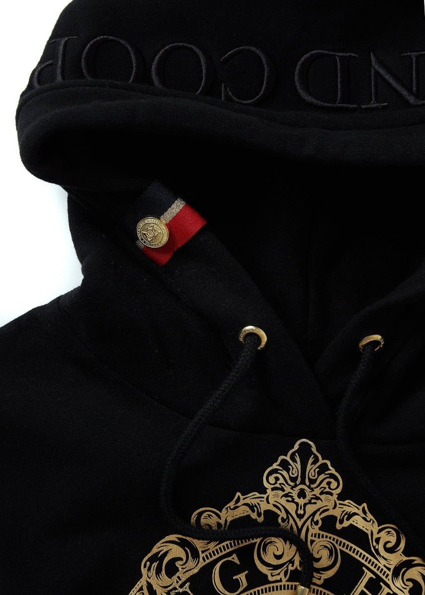 Holland Cooper Ornate Crest Hoodie in Black