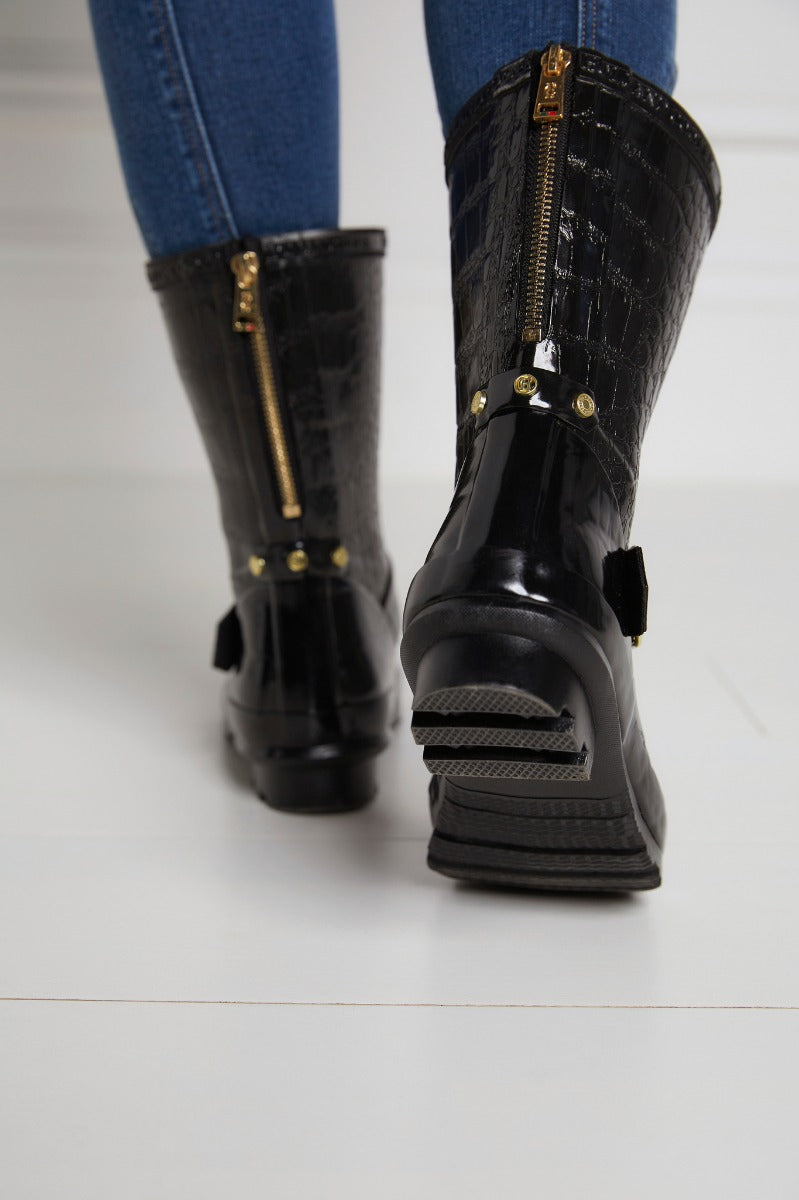 Short wellington boots with zips on sale
