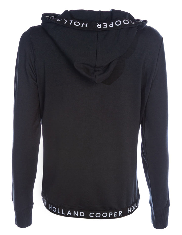 Holland Cooper Zip Lounge Ladies Hoodie Sweat Top in Black I