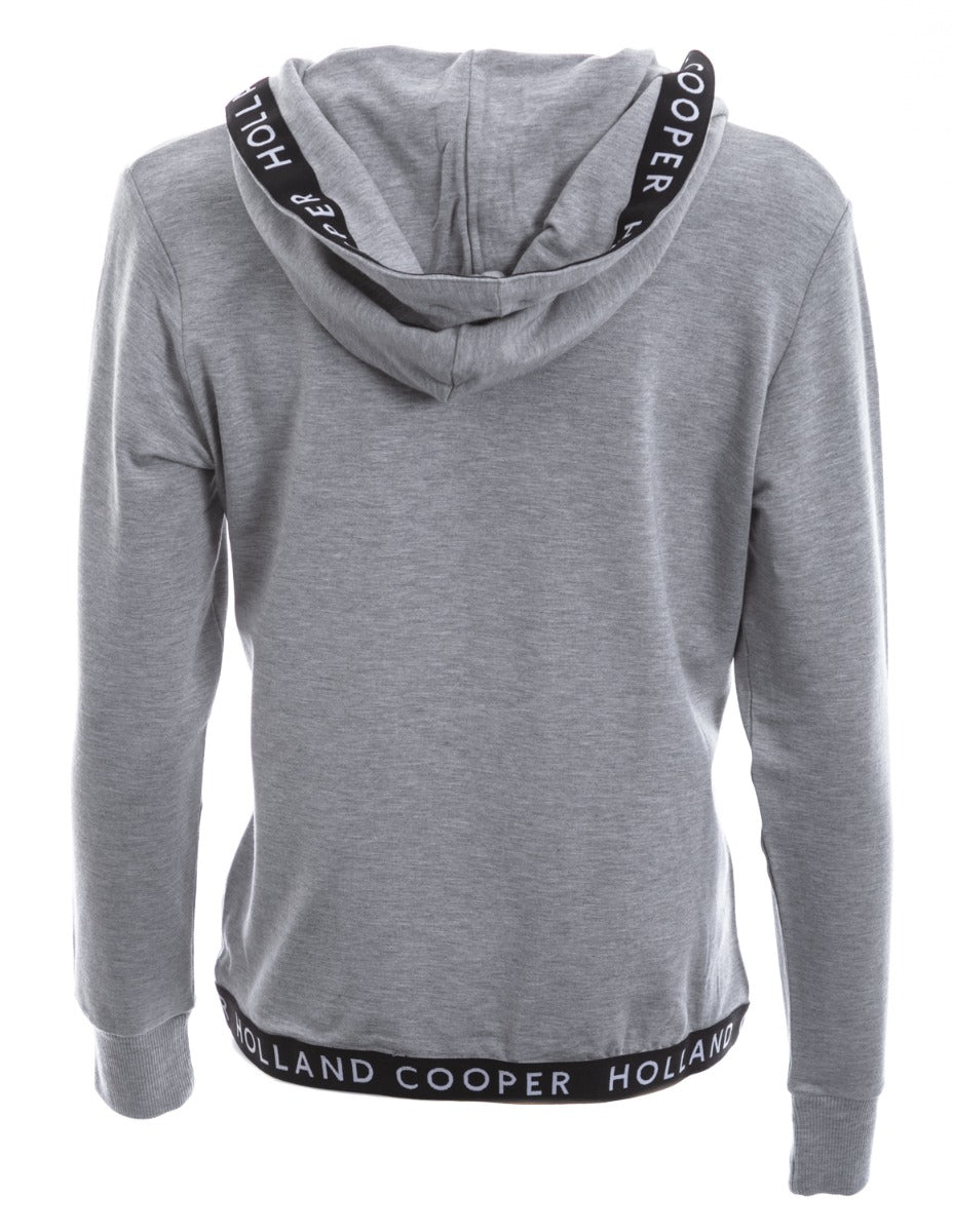 Holland Cooper Zip Lounge Ladies Hoodie Sweatshirt in Grey Marle