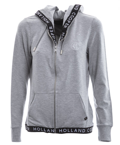 Holland Cooper Zip Lounge Ladies Hoodie Sweatshirt in Grey Marle