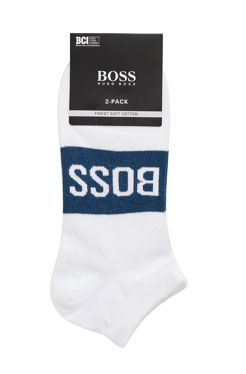 BOSS 2 Pack AS Logo Ankle Sock in White