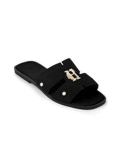 Holland Cooper Monogram Ladies Slide in Black