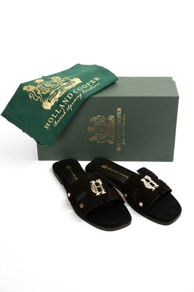 Holland Cooper Monogram Ladies Slide in Black