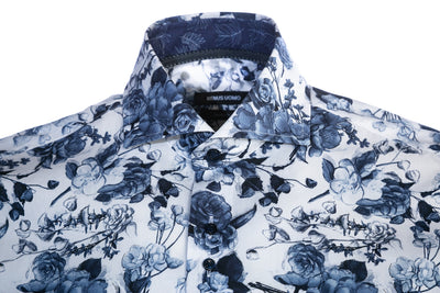 Remus Uomo Floral Print Shirt in White & Navy