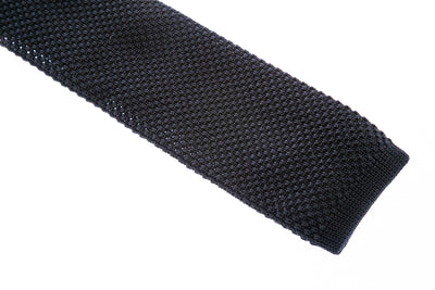 Remus Uomo Knitted Tie in Black Angle