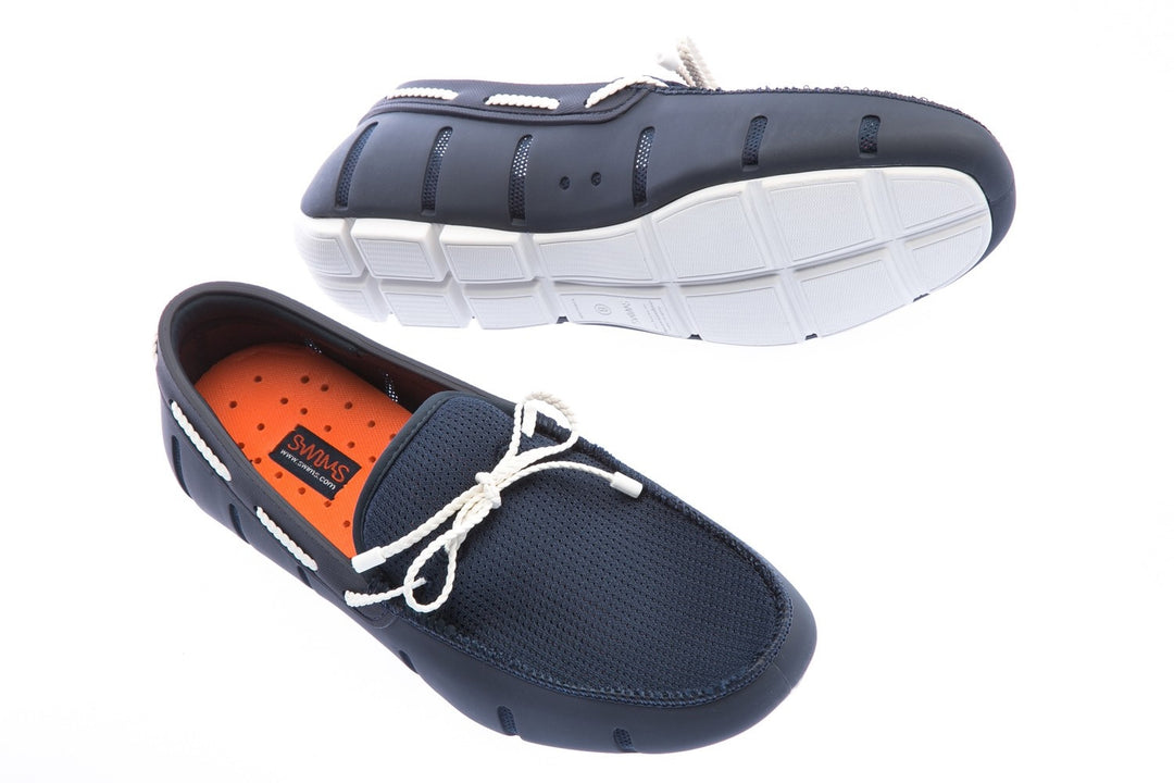 Swims Braided Lace Loafer Shoe in Navy White I Swims I Norton Barrie