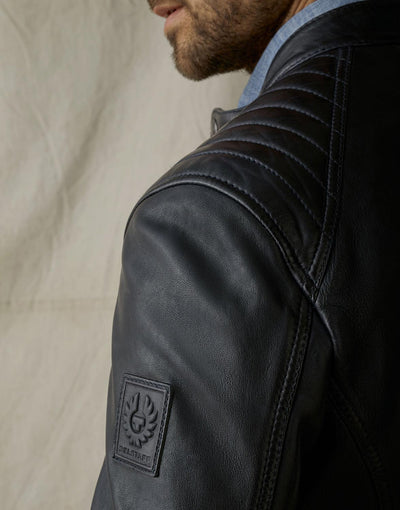 Belstaff V Racer Leather Jacket in Bright Navy